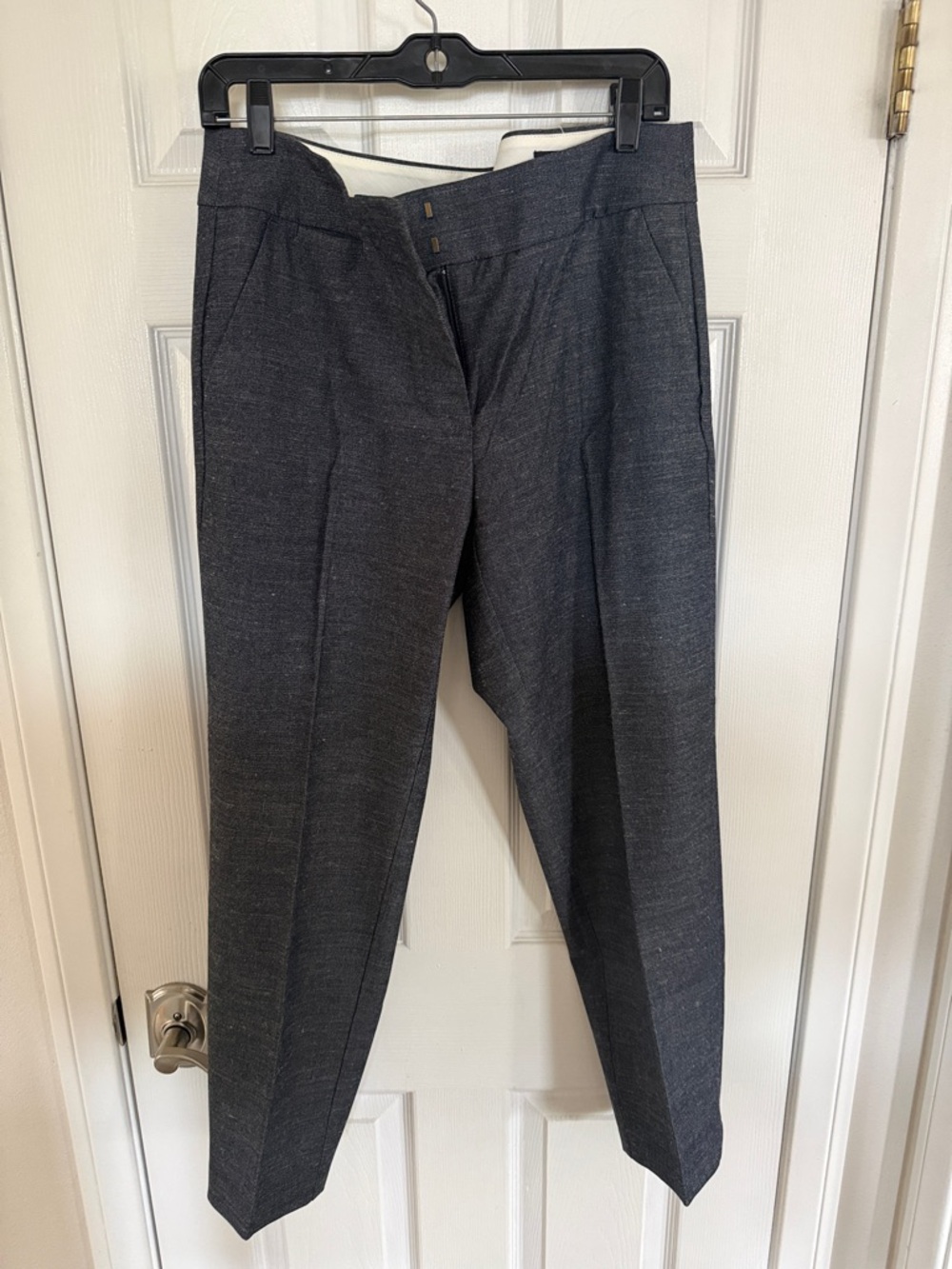 Women’s Classic Dress Pants in Charcoal Gray with light beige texture.